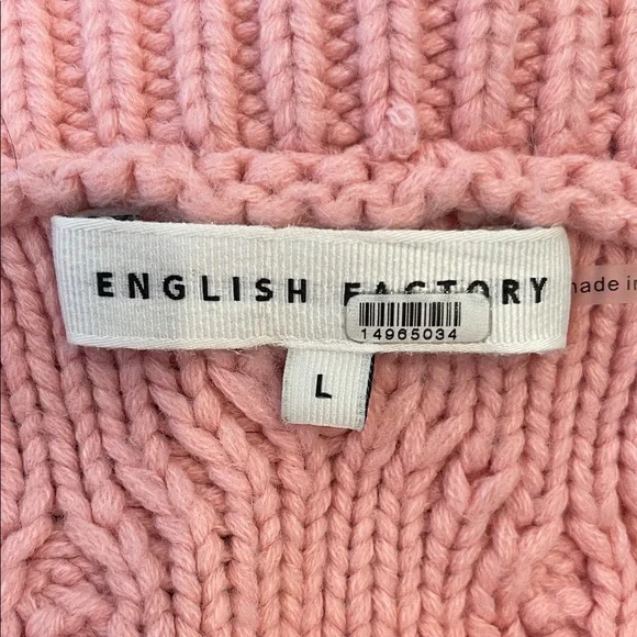 English Factory Cable Knit Sweater in Blush, L - Picture 4 of 9